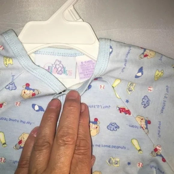 Baby Boy 6-9 months Blue Onesie + booties socks NEW - Picture 2 of 3